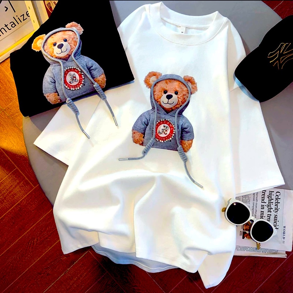 100% cotton T shirt size L cut bear short sleeves